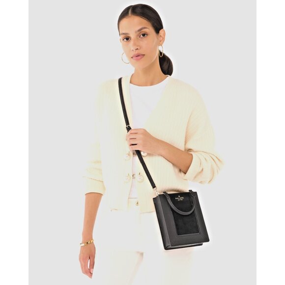 New Kate Spade Lena Suede Mini Tote Black - Picture 2 of 5